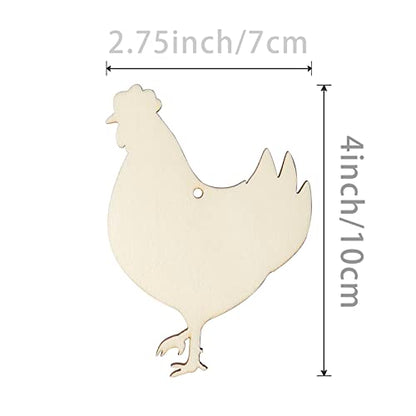 Chicken Shape Wood Easter Wood Unfinished Wooden DIY Crafts Hen Wood Hanging Gift Tags with Ropes for Christmas Birthday Party Happy Easter Spring