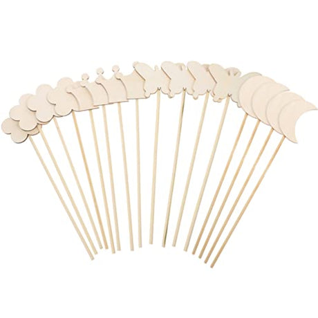 Toyvian 16pcs Handmade Wand Princess Birthday Party Supplies Princess Wand Unfinished Blank Princess Fairy Wands Kit Kids Diy Toy Fairy Sticks Fairy Toyvian
