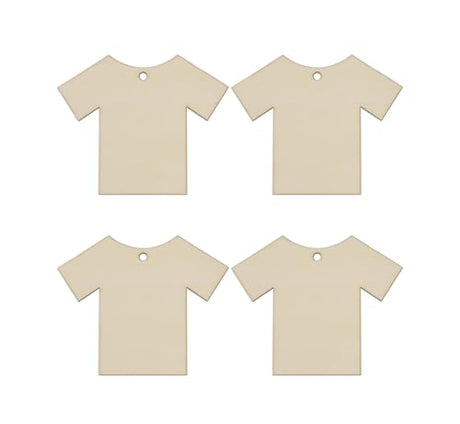 30 Pack 4 Inch Wood Shirt Clothes Cutouts Unfinished Wooden Clothes Sport Shirt Hanging Ornaments DIY Shirt Clothes Craft Gift Tags for Home Party Xonzmmk