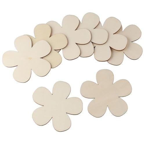 hobbyhub 60 Pcs Blank Unfinished Wood Flower,Wooden Flower Shape Ornaments for DIY Painting Crafts/Home Decorations - WoodArtSupply