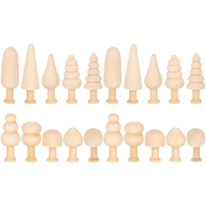 Toddmomy 20pcs Unfinished Wooden Tree Mushroom Natural Mini Peg Dolls Various Blank Plain Unpainted Puppet Wood People Bodies Figure for Arts Crafts - WoodArtSupply