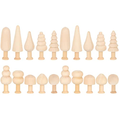 Toddmomy 20pcs Unfinished Wooden Tree Mushroom Natural Mini Peg Dolls Various Blank Plain Unpainted Puppet Wood People Bodies Figure for Arts Crafts Toddmomy