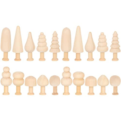 Toddmomy 20pcs Unfinished Wooden Tree Mushroom Natural Mini Peg Dolls Various Blank Plain Unpainted Puppet Wood People Bodies Figure for Arts Crafts