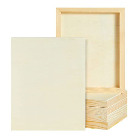 6 Pack of Unfinished Wood Canvas Boards for Painting, 8x10 Inch Deep Cradle Wooden Panels for Crafts (Blank, 0.85 Inches Thick) Juvale