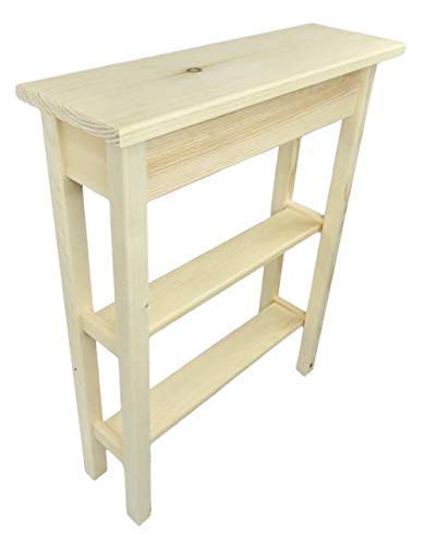 24" Narrow Console Sofa Table - Unfinished Foyer Pine Table With 2 Bottom Storage Shelf - WoodArtSupply