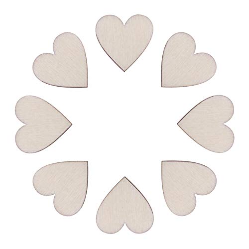Vosarea 50pcs Wooden Hearts Slices Blank Unfinished Wooden Discs Cutout Pieces Embellishments for Scrapbooking Wedding Table Scatter DIY Arts Craft VOSAREA