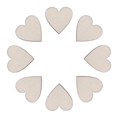 Vosarea 50pcs Wooden Hearts Slices Blank Unfinished Wooden Discs Cutout Pieces Embellishments for Scrapbooking Wedding Table Scatter DIY Arts Craft - WoodArtSupply