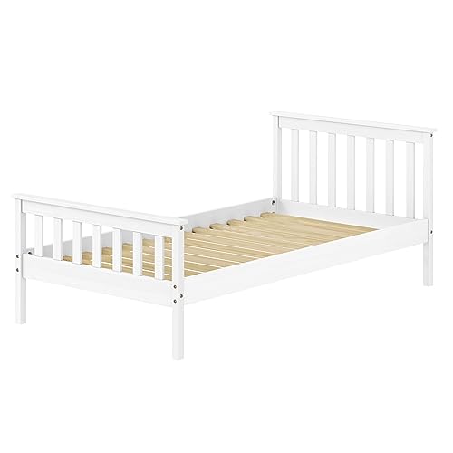 Urban Home Furniture Classic Shaker Style Farmhouse Rustic Solid Pine Platform Bed, Solid Wood Foundation with Wood Slat Support, No Box Spring Urban Home Furniture