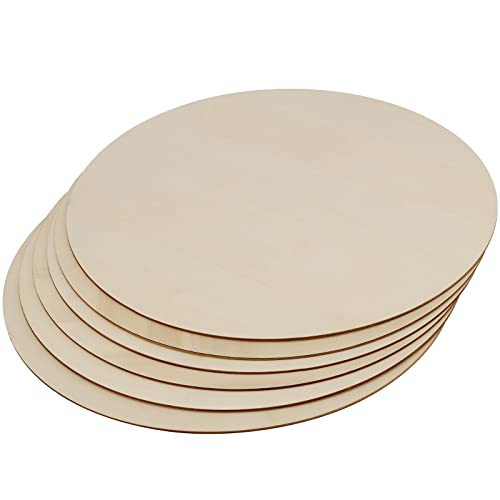 MOUYAT 10 Pack 14 Inch Round Wood Circles, 1/8 Inch Thick Unfinished Wooden Plywood Slices Discs for Crafts DIY, Door Hanger, Wood Burning, Christmas MOUYAT