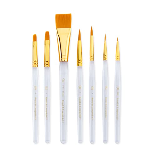 Royal & Langnickel Royal Zip N' Close Gold Taklon Clear Acrylic Variety 7-Piece Brush Set - WoodArtSupply