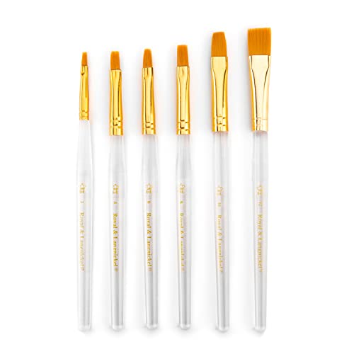 Royal & Langnickel Royal Zip N' Close Gold Taklon Clear Acrylic Handle Shader 6-Piece Brush Set - WoodArtSupply