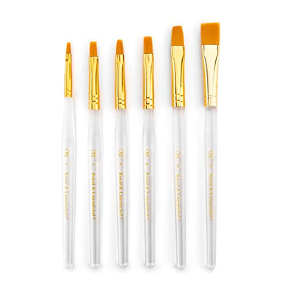 Royal & Langnickel Royal Zip N' Close Gold Taklon Clear Acrylic Handle Shader 6-Piece Brush Set - WoodArtSupply