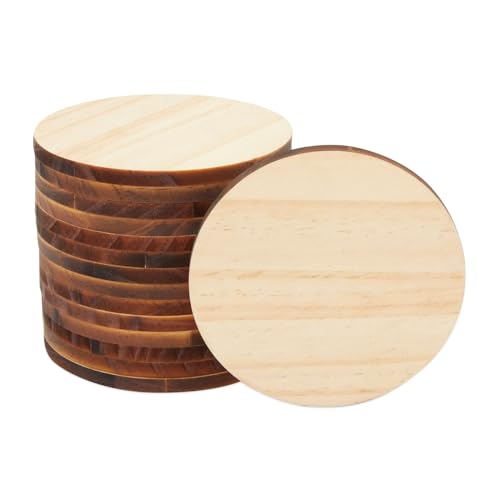 Unfinished Wood Circles for Crafts, Wood Burning, Engraving (4 in, 15 Pack) Bright Creations