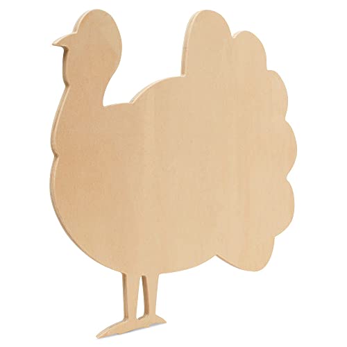 Classic Wood Turkey Cutouts 12 inch, Pack of 3 Unfinished Wooden Cutouts for Crafting, and DIY Thanksgiving Party Decorations, by Woodpeckers