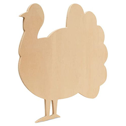 Classic Wood Turkey Cutouts 12 inch, Pack of 3 Unfinished Wooden Cutouts for Crafting, and DIY Thanksgiving Party Decorations, by Woodpeckers