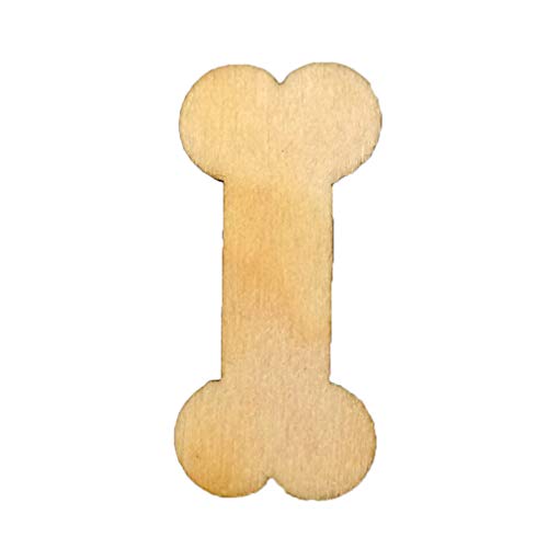 SEWACC Desk Decor Rustic Ornaments 100pcs Wooden Dog Bone Cutouts Unfinished Wood Dog Bone Slice Blank Bone Shaped Wood Ready to Paint Wood DIY Craft SEWACC