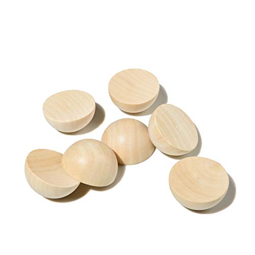 25 PCS 40 mm Split Wood Balls, Small Natural Unfinished Half Round Wooden Beads for Kids Craft