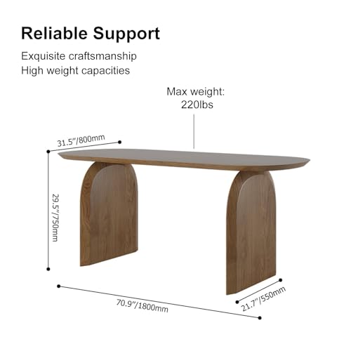 homary 70.9" Japandi Dining Table for 6, Modern Solid Wood Top Oval Table for Dining Room, Kitchen, Living Room Mesas de Comedor, Easy Clean homary