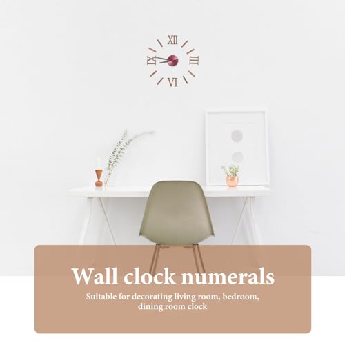 TEHAUX Clock Numerals Kit, Unfinished Wood Clock Number Set in Roman Numerals, 3D Adhesive Modern Roman Numbers Kit for Living Room Bedroom TEHAUX