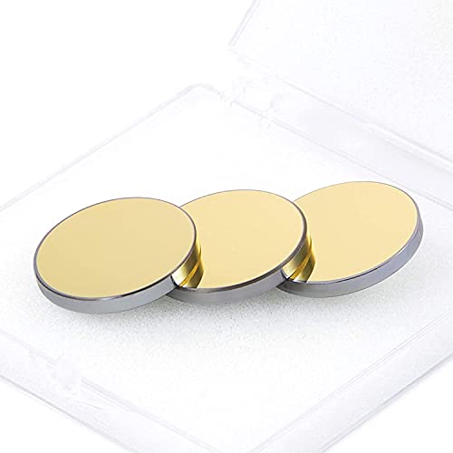 OMTech Laser Cutting Mirror Set, 25mm Gold Coated Silicon Replacement Mirrors for CO2 Laser Engraving Machines, 3mm High Transmittance Si Mirrors for OMTech