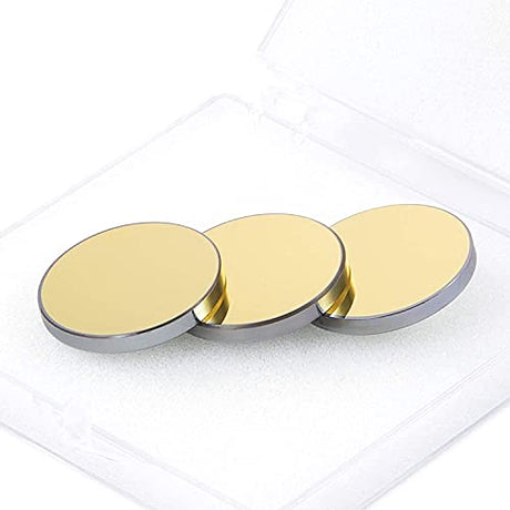 OMTech Laser Cutting Mirror Set, 25mm Gold Coated Silicon Replacement Mirrors for CO2 Laser Engraving Machines, 3mm High Transmittance Si Mirrors for OMTech
