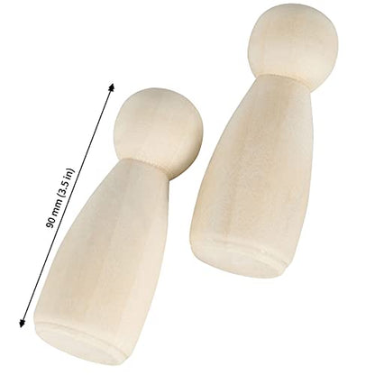 JAPCHET 50 Pack 3-1/2 Inch Large Wooden Peg Dolls, Unfinished Wooden Jumbo Peg People Wood Doll Bodies Figures for Painting, DIY Art Craft Projects, - WoodArtSupply