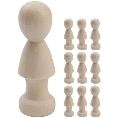 Operitacx 10pcs Unfinished Wood Peg Dolls Little Wooden Peg People Decorative Wood Doll DIY Painting Dolls for Peg People Crafts and Small World Play Operitacx