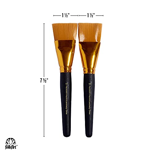 Plaid 50557E Flat Brush, (2-Piece), Gold Taklon - WoodArtSupply