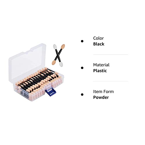 Cuttte 120PCS Disposable Dual Sides Eye Shadow Sponge Applicators with Container, 2.44' Length Eyeshadow Brushes Makeup Applicator Cuttte