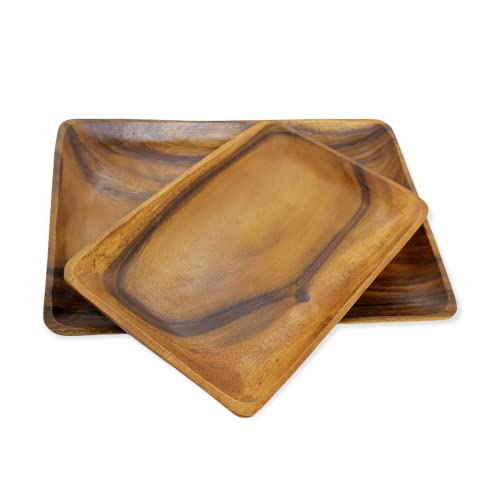 Wrightmart Wooden Trays, Set of 2, Decorative Rustic Food, Fruit, and Snack, Charcuterie-Appetizer Servers – Perfect Kitchen, Ottoman or Coffee Table WRIGHTMART