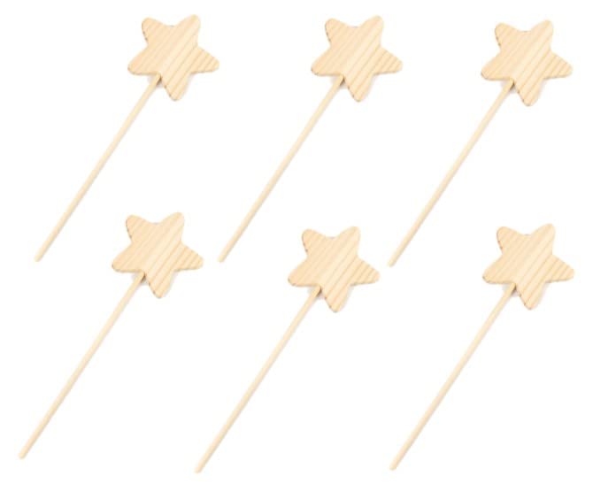 Factory Direct Craft Package of 6 Unfinished Wood Star Wands for Crafting, Creating and Embellishing Factory Direct Craft