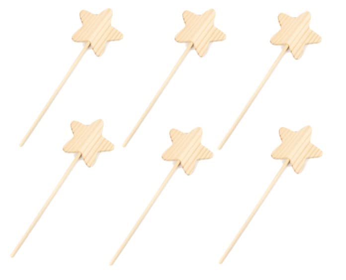 Factory Direct Craft Package of 6 Unfinished Wood Star Wands for Crafting, Creating and Embellishing - WoodArtSupply