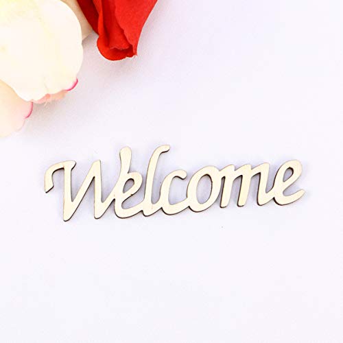 BESPORTBLE Word Welcome Cutout Unfinished Wood Welcome Sign Front Door Plaque Hanger Decor For Home Farmhouse