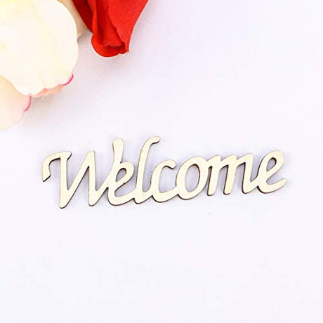 BESPORTBLE Word Welcome Cutout Unfinished Wood Welcome Sign Front Door Plaque Hanger Decor For Home Farmhouse BESPORTBLE