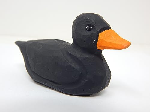 Selsela Black Duck Figurine Wood Statue Miniature Handmade Art Decoy Carved Bird Decor Small Animal Collectible Selsela