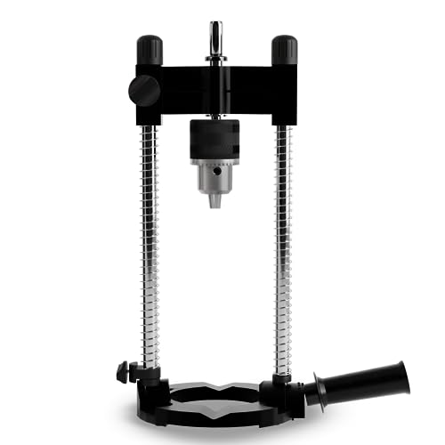 Pop's Choice Portable Drill Guide/Press for Drilling, Multi-Angle Guide Attachment Holder For 1/4 Inch and 3/8 Inch, with Chuck, Black - WoodArtSupply