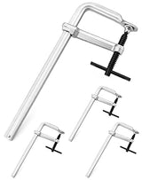 QWORK 12" Heavy Duty F Clamp, 4 Pack Drop-forged Bar Clamp, 4-3/4 Inch Throat Depth, Professional Forging Jaws, Rail, Spindle and Handle QWORK