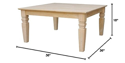International Concepts Java Square Coffee Table Unfinished