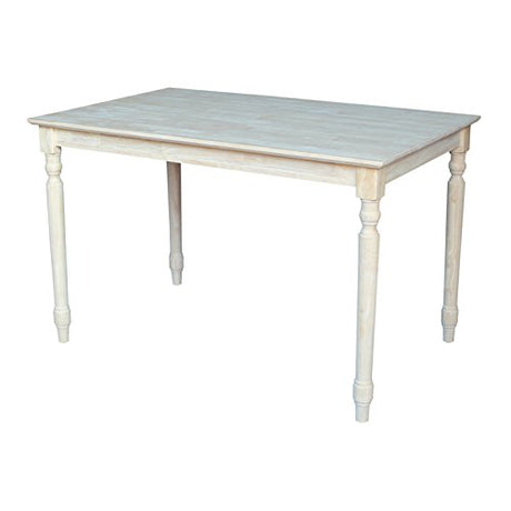 International Concepts Table Top Solid with Wood Standard Height Turned Legs, 30 by 48-Inch, Unfinished IC International Concepts