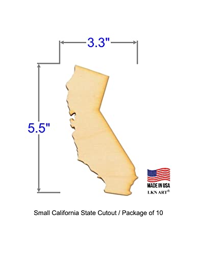 California State Wood Cutout (Small 3.3" x 5.5" (Package of 10), 1/4" Baltic Birch) - WoodArtSupply