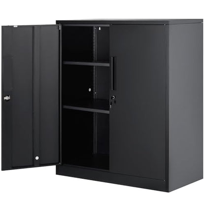 VEVOR Metal Storage Cabinet with 2 Magnetic Doors and 2 Adjustable Shelves, 200 lbs Capacity per Shelf, Locking Steel Storage Cabinet, 42'' Metal - WoodArtSupply