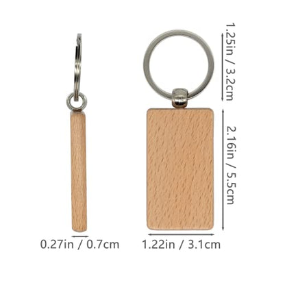 Wood Engraving Blanks Rectangle Blank Wooden Key Chain Wood Blanks for Keychains 20 Pack (Width：1.22 inch)