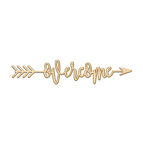 Overcome Right Arrow Wood Sign Home Decor Wall Art Hanging Rustic Unfinished 12" x 3" Woodums