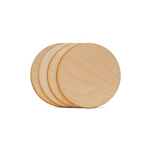 Wood Plywood Circles 4-1/2 inch, 1/8 Inch Thick, Pack of 5 Round Wood Cutouts with Rustic Burnt Edges for Crafts, by Woodpeckers Woodpeckers