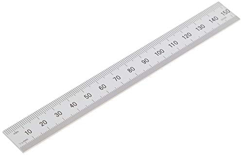 Mitutoyo 182-105, Steel Rule, 6" X 150mm, (1/32, 1/64", 1mm, 1/2mm), 3/64" Thick X 3/4" Wide, Satin Chrome Finish Tempered Stainless Steel Mitutoyo