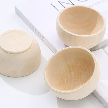 ARTIBETTER Unfinished Wood Bowl Tiny: 4pcs Mini Wooden Bowls Unpainted Miniature Bowls for DIY Painting Art Crafts Projects Staining Decor