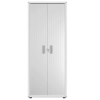 Manhattan Comfort Fortress Tall Wood Garage Cabinet in White - WoodArtSupply