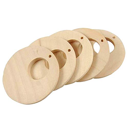 50 Pcs Natural Wood Pendants Unfinished Wooden Earrings Pendants with Hole for Jewelry Making (30 MM) - WoodArtSupply