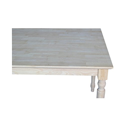 International Concepts Table Top Solid with Wood Standard Height Turned Legs, 30 by 48-Inch, Unfinished
