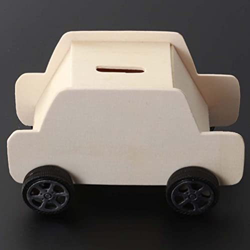 STOBOK 6Pcs DIY Unfinished Wooden Piggy Bank Car Shaped Wood Coin Bank Wood Change Box Paint Decorate Assembly Box Craft Kits for Kids Adult Gift - WoodArtSupply